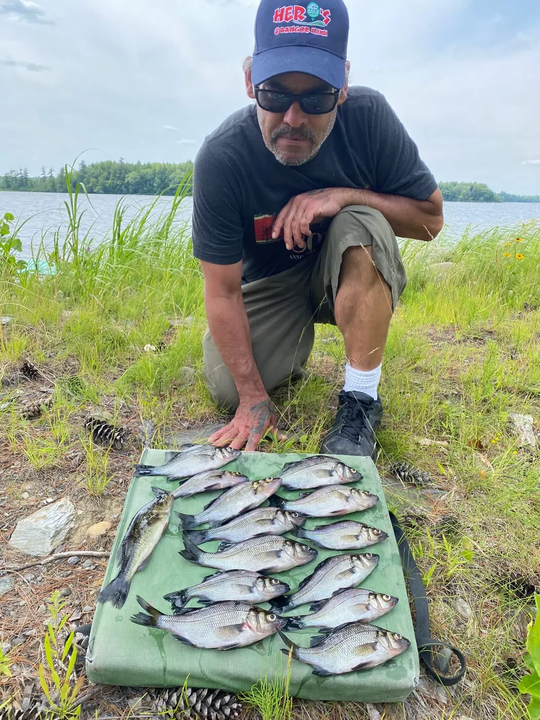 Client with a catch displayed on shore during a guided fishing trip