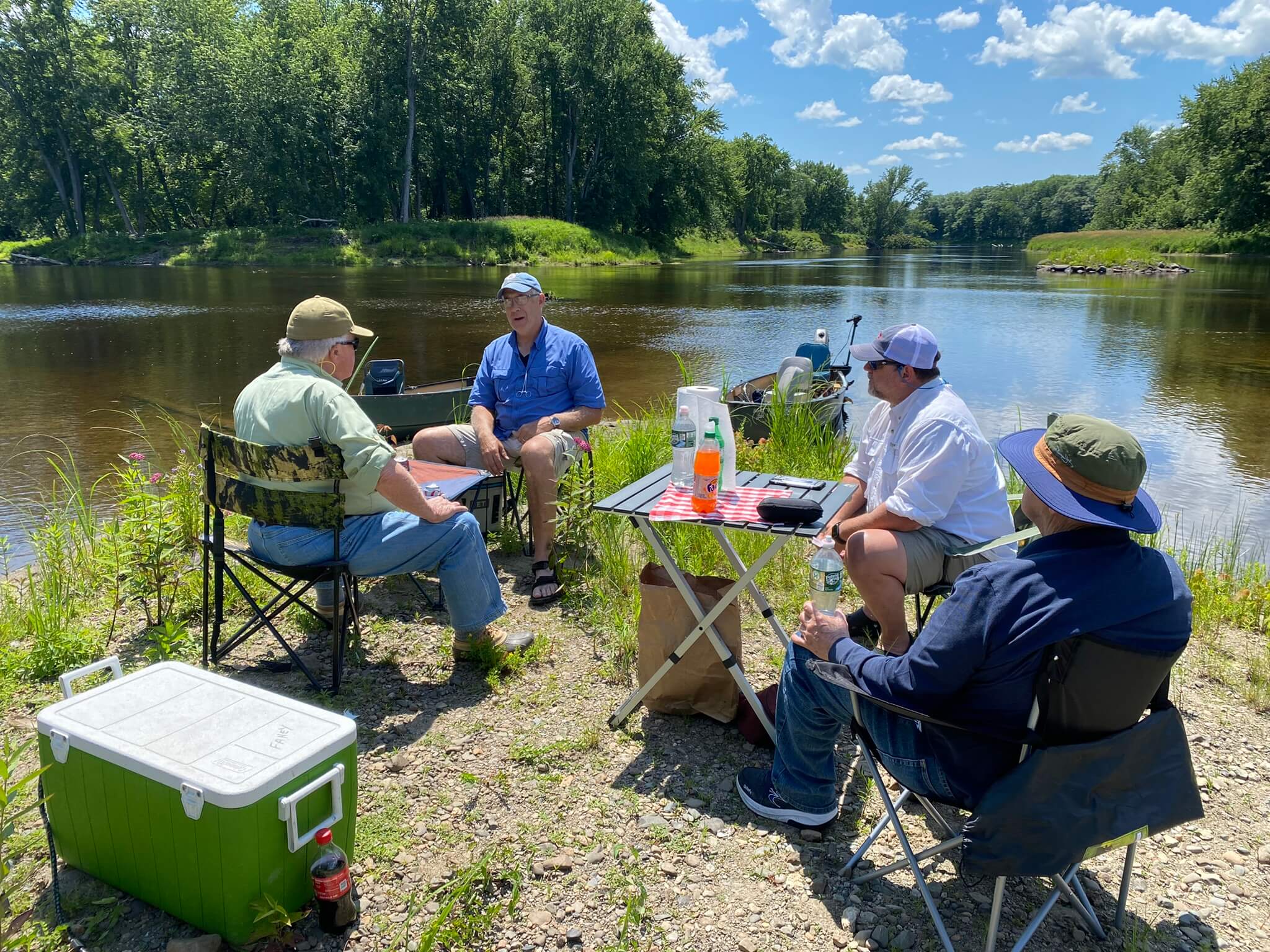 Clients enjoying shore lunch